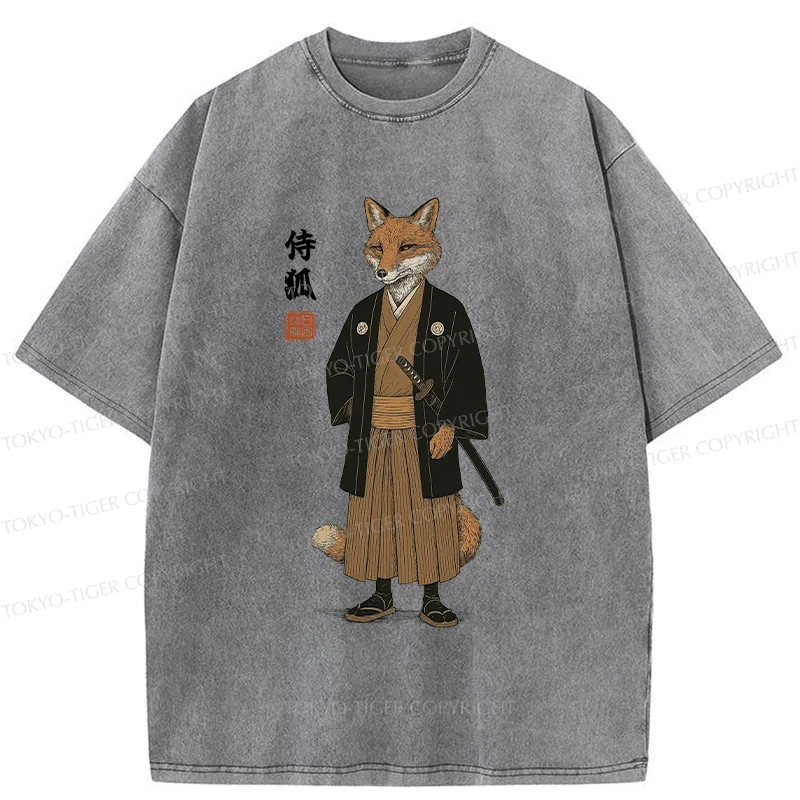 Tokyo-Tiger Fox Samurai Washed T-Shirt