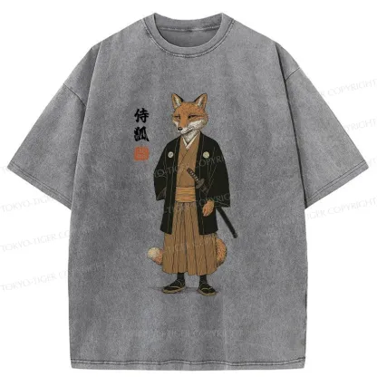 Tokyo-Tiger Fox Samurai Washed T-Shirt