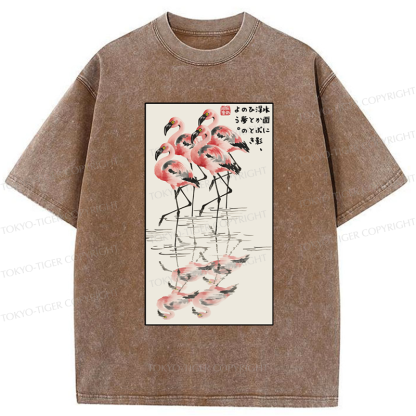 Tokyo-Tiger Flamingo's Grace Washed T-Shirt