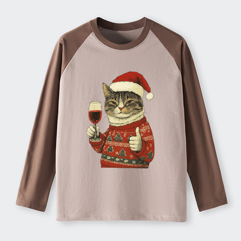 Tokyo-Tiger Christmas Cat Likes Raglan Long Sleeve T-shirt