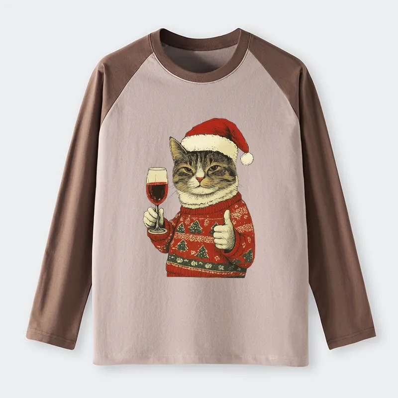 Tokyo-Tiger Christmas Cat Likes Raglan Long Sleeve T-shirt
