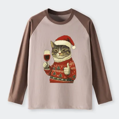 Tokyo-Tiger Christmas Cat Likes Raglan Long Sleeve T-shirt