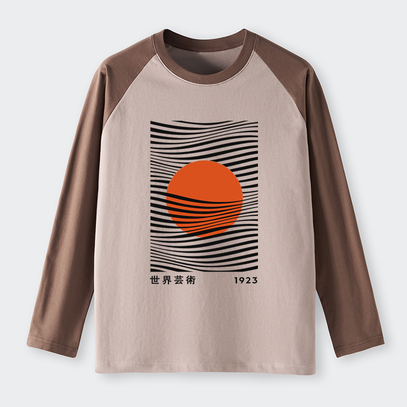 Tokyo-Tiger Minimalist Art Sun Raglan Long Sleeve T-shirt