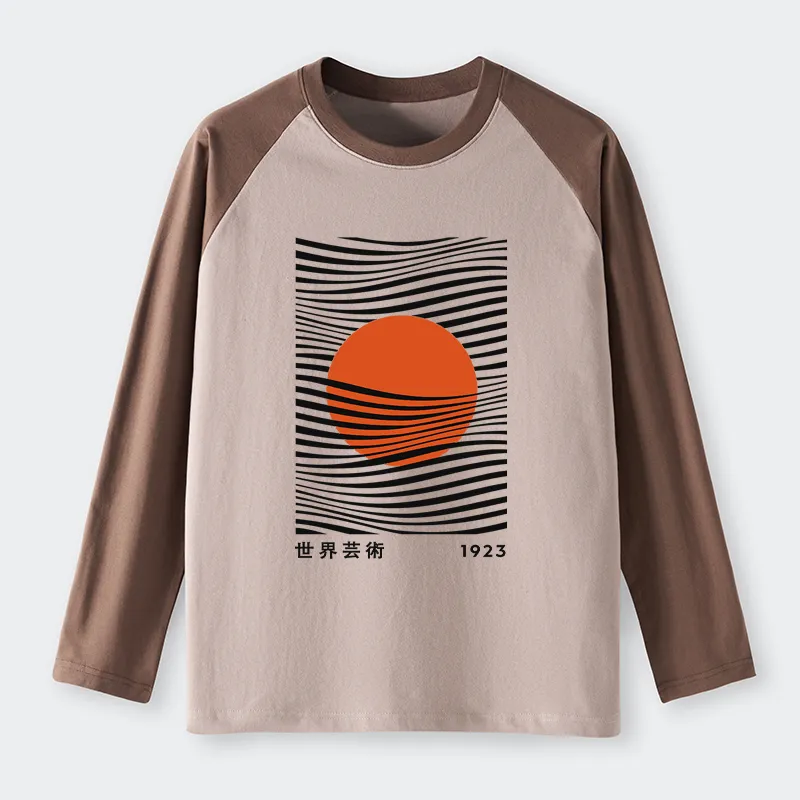 Tokyo-Tiger Minimalist Art Sun Raglan Long Sleeve T-shirt
