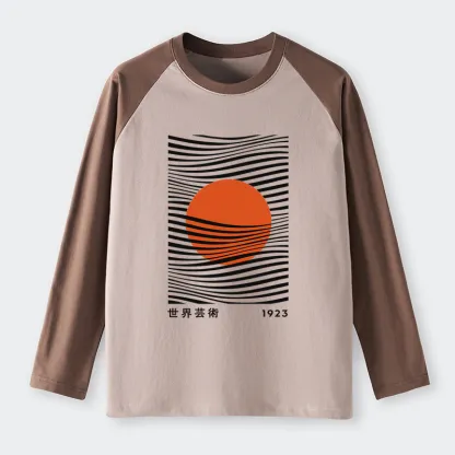 Tokyo-Tiger Minimalist Art Sun Raglan Long Sleeve T-shirt