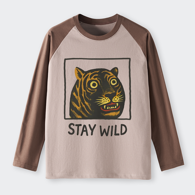 Tokyo-Tiger Silly And Cute Tiger Raglan Long Sleeve T-shirt