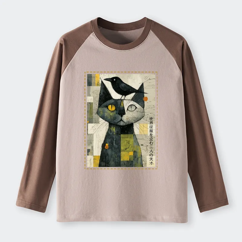 Tokyo-Tiger The Cat And The Crow Are Planning To Rule The World Raglan Long Sleeve T-shirt