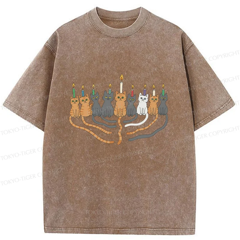 Tokyo-Tiger Hanukkah Cat Washed T-Shirt