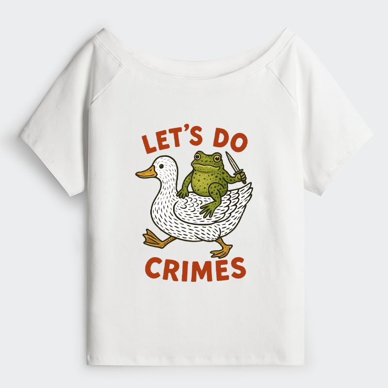 Tokyo-Tiger Frog Ready To Commit Crime Off Shoulder T-Shirt