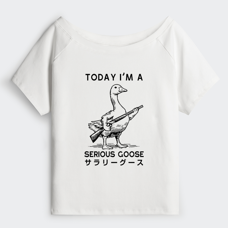 Tokyo-Tiger Serious Stupid Goose Off Shoulder T-Shirt