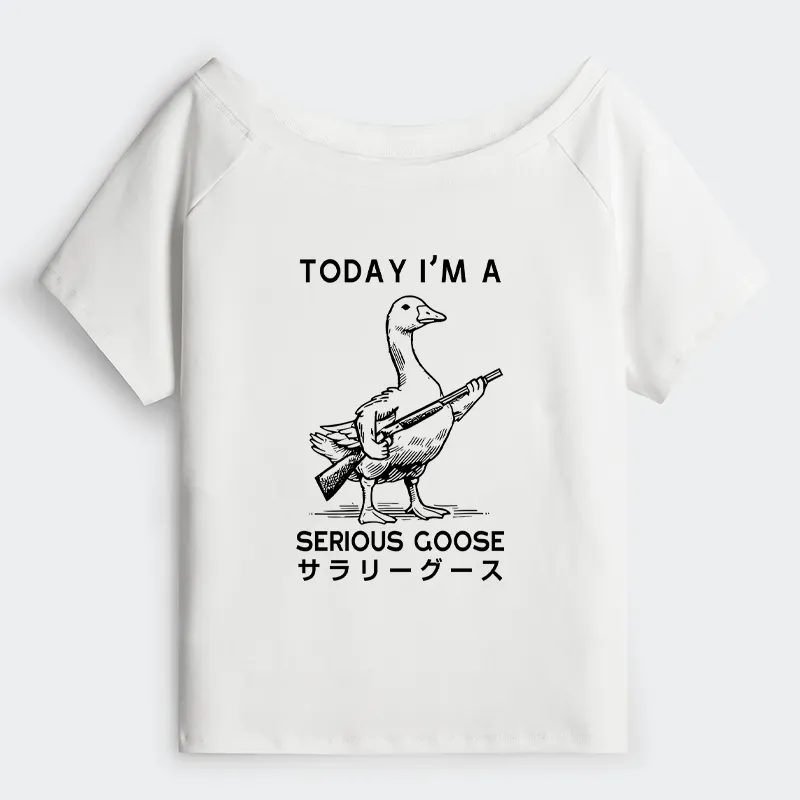 Tokyo-Tiger Serious Stupid Goose Off Shoulder T-Shirt