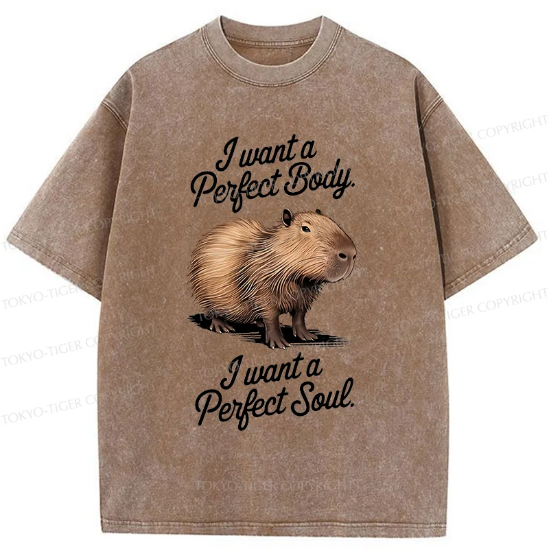 Tokyo-Tiger Capybaras Want Perfection Washed T-Shirt
