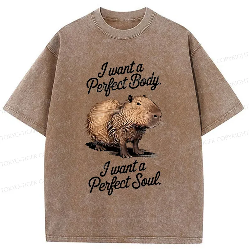 Tokyo-Tiger Capybaras Want Perfection Washed T-Shirt