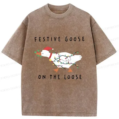 Tokyo-Tiger Stupid Goose Christmas Washed T-Shirt