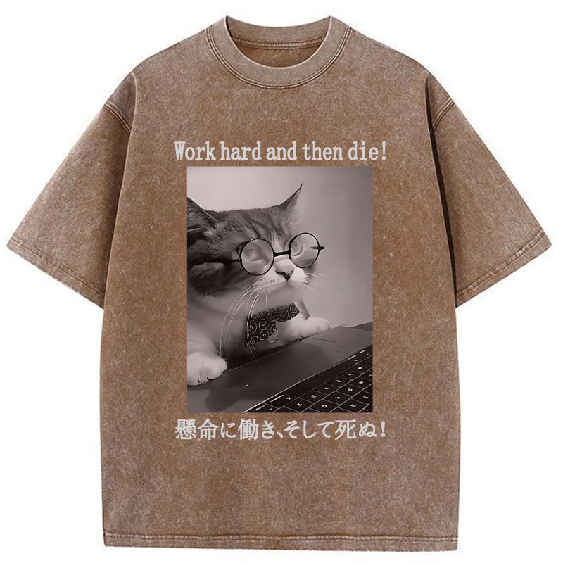 Tokyo-Tiger Work Hard And Then Die Washed T-Shirt