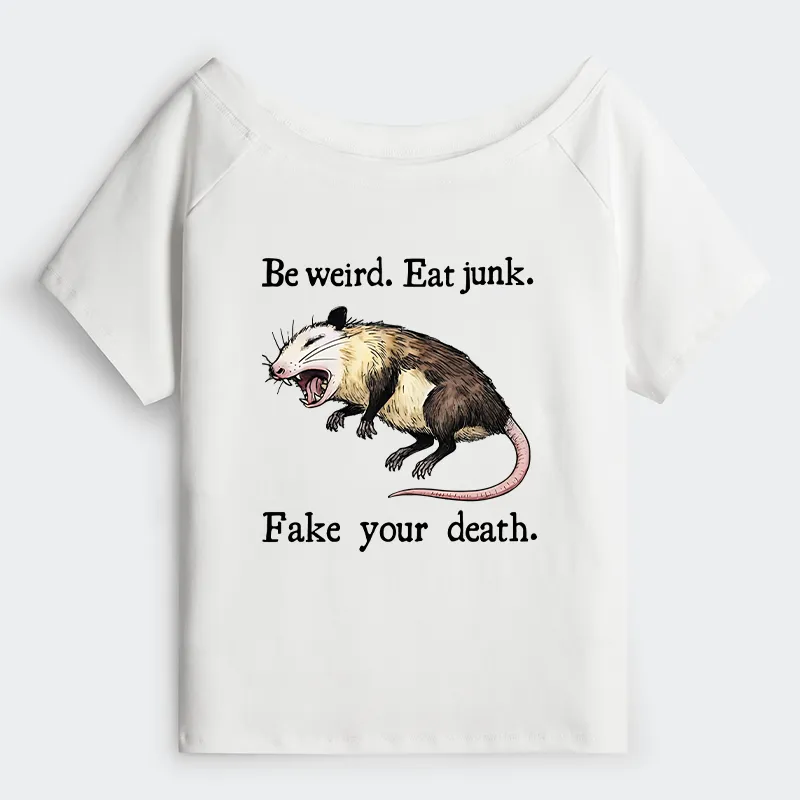 Tokyo-Tiger Possum Playing Dead Off Shoulder T-Shirt