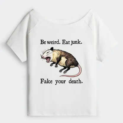 Tokyo-Tiger Possum Playing Dead Off Shoulder T-Shirt