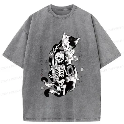 Tokyo-Tiger Tattooed Cat Washed T-Shirt