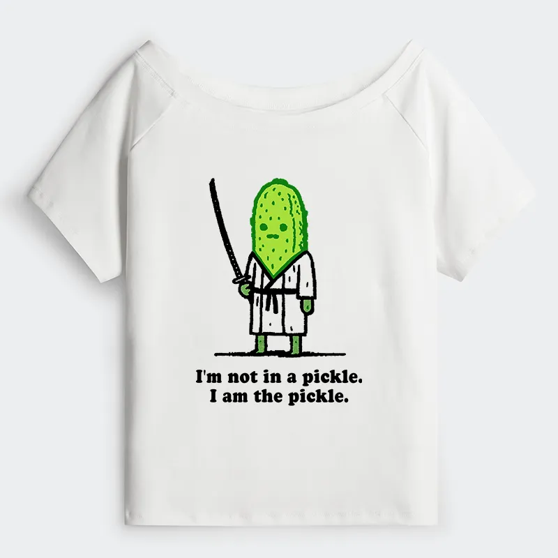 Tokyo-Tiger Funny Cucumber Samurai Off Shoulder T-Shirt