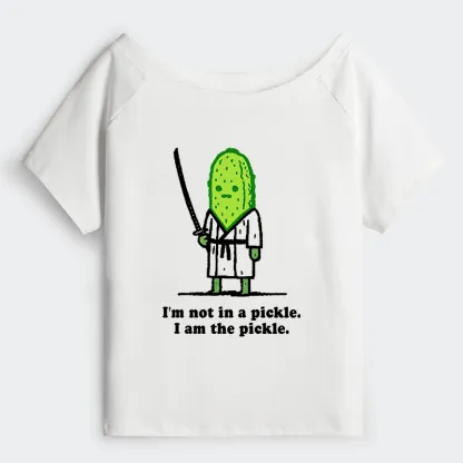 Tokyo-Tiger Funny Cucumber Samurai Off Shoulder T-Shirt