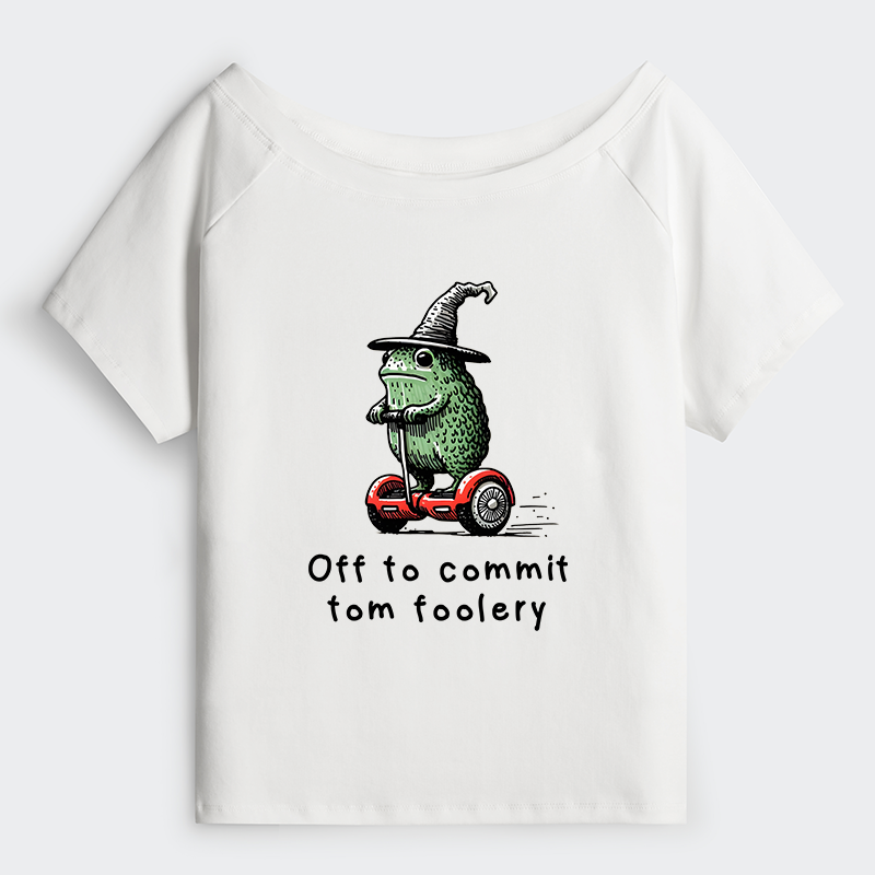 Tokyo-Tiger Frog Riding A Balance Scooter Off Shoulder T-Shirt