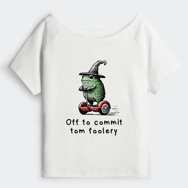 Tokyo-Tiger Frog Riding A Balance Scooter Off Shoulder T-Shirt