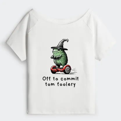 Tokyo-Tiger Frog Riding A Balance Scooter Off Shoulder T-Shirt