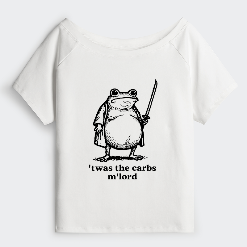 Tokyo-Tiger Funny Fat Samurai Frog Off Shoulder T-Shirt