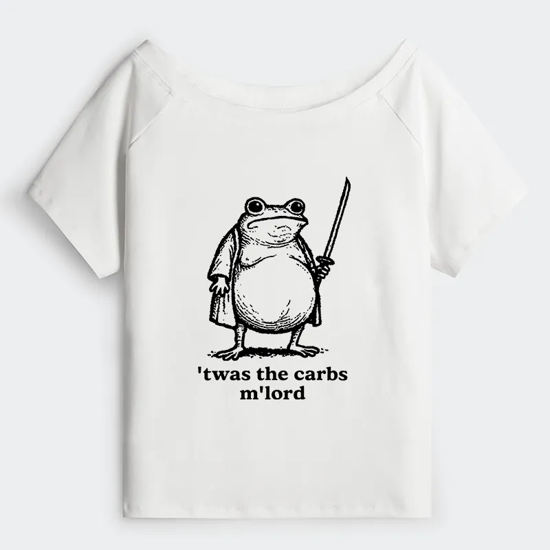 Tokyo-Tiger Funny Fat Samurai Frog Off Shoulder T-Shirt