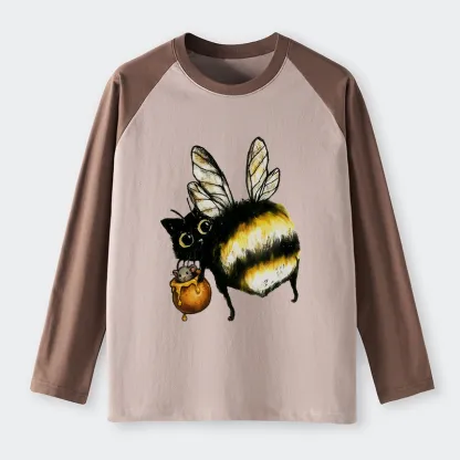 Tokyo-Tiger Cute Catbee Butt Raglan Long Sleeve T-shirt