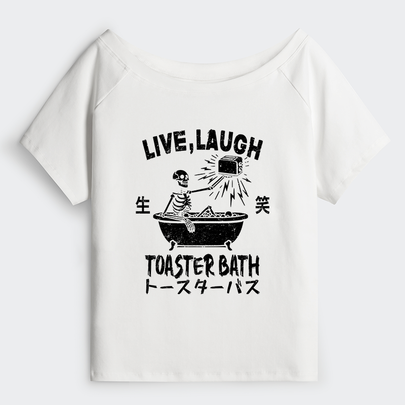 Tokyo-Tiger Funny Electric Shock Skeleton Off Shoulder T-Shirt