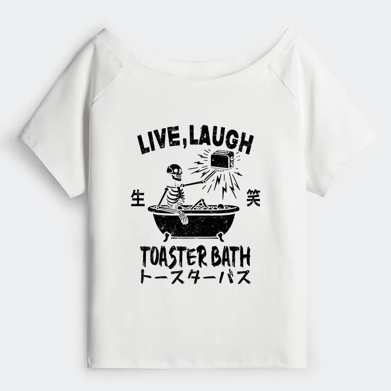 Tokyo-Tiger Funny Electric Shock Skeleton Off Shoulder T-Shirt