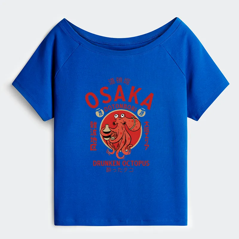 Tokyo-Tiger Drunken Octopus Japan Off Shoulder T-Shirt