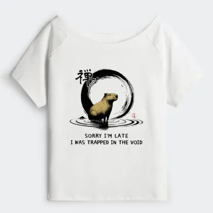 Tokyo-Tiger Zen Capybara Was Trapped In The Void Off Shoulder T-Shirt