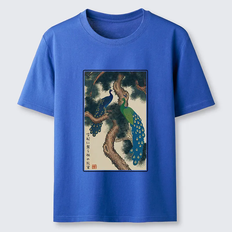 Tokyo-Tiger Peacocks in Snowy Pines Classic T-Shirt