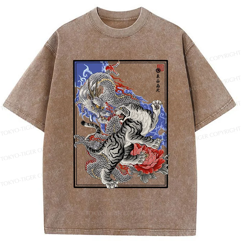 Tokyo-Tiger Dragon And Tiger Washed T-Shirt
