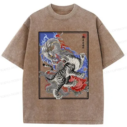 Tokyo-Tiger Dragon And Tiger Washed T-Shirt