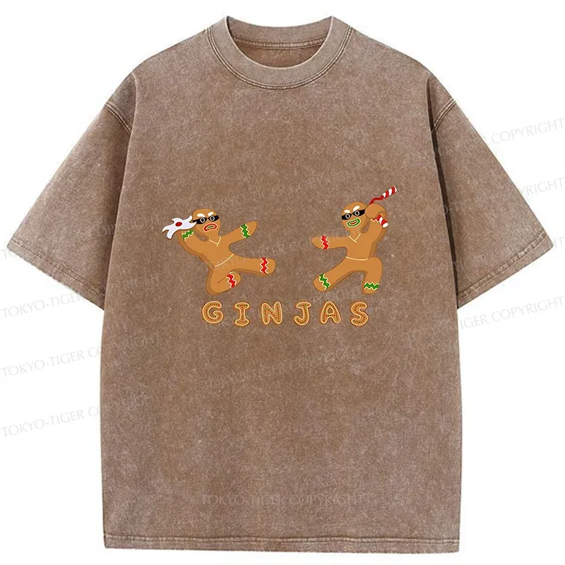 Tokyo-Tiger Gingerbread Ninja Washed T-Shirt