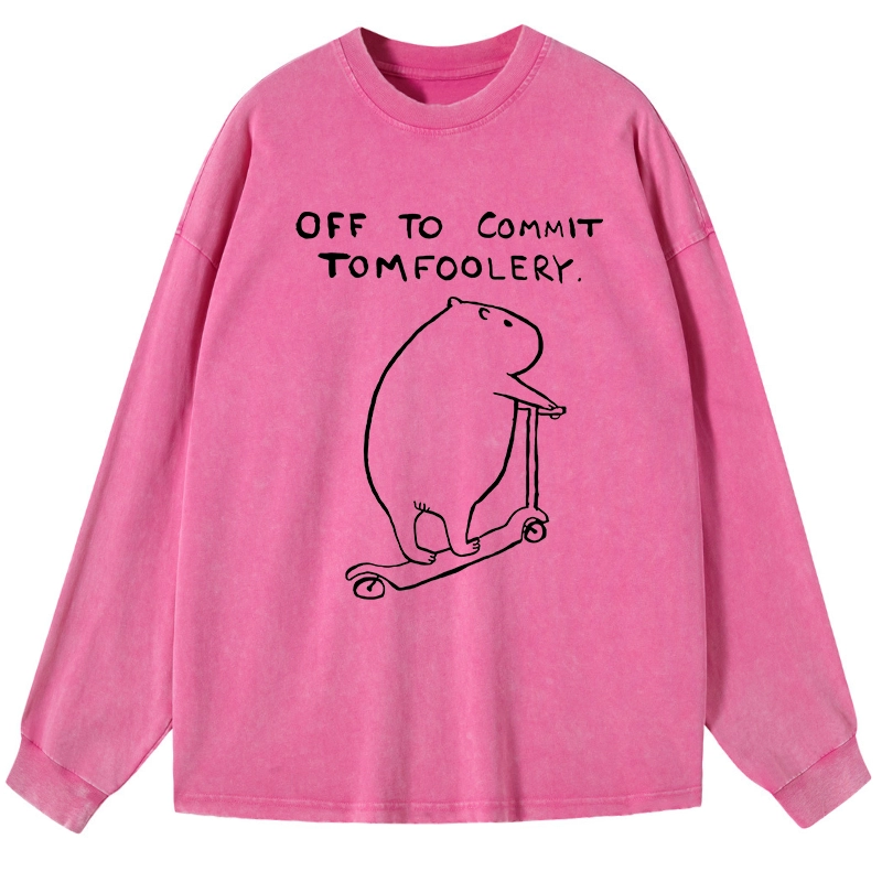Tokyo-Tiger Capybara Is Ready To Do Something Bad Washed Long Sleeve T-Shirt