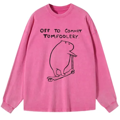 Tokyo-Tiger Capybara Is Ready To Do Something Bad Washed Long Sleeve T-Shirt