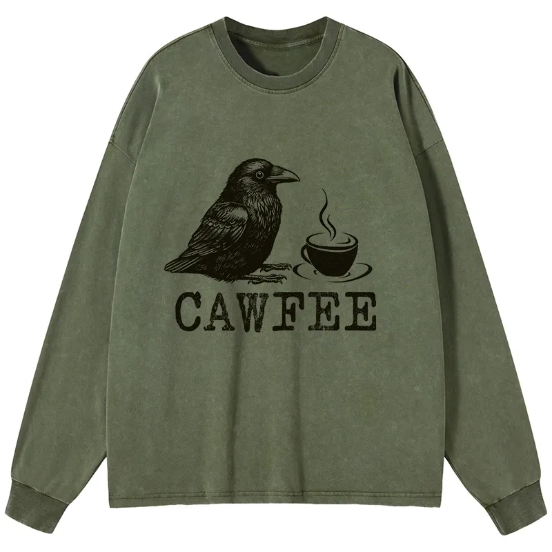 Tokyo-Tiger Cawfee Funny Japan Meme Washed Long Sleeve T-Shirt