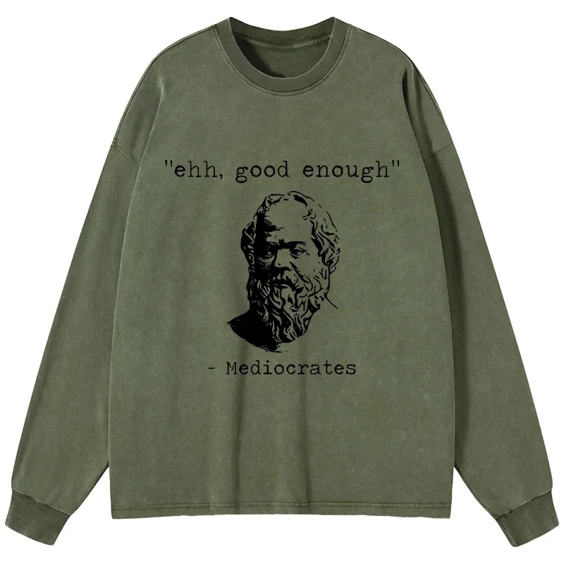Tokyo-Tiger Mediocrates Meme Washed Long Sleeve T-Shirt