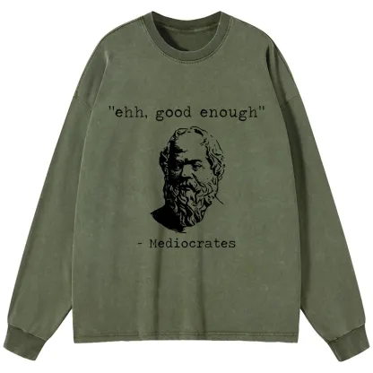 Tokyo-Tiger Mediocrates Meme Washed Long Sleeve T-Shirt