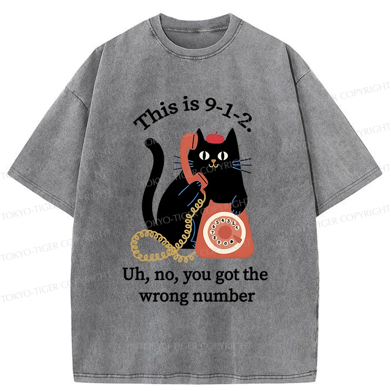 Tokyo-Tiger Cat Makes A Phone Call Washed T-Shirt