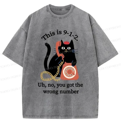 Tokyo-Tiger Cat Makes A Phone Call Washed T-Shirt