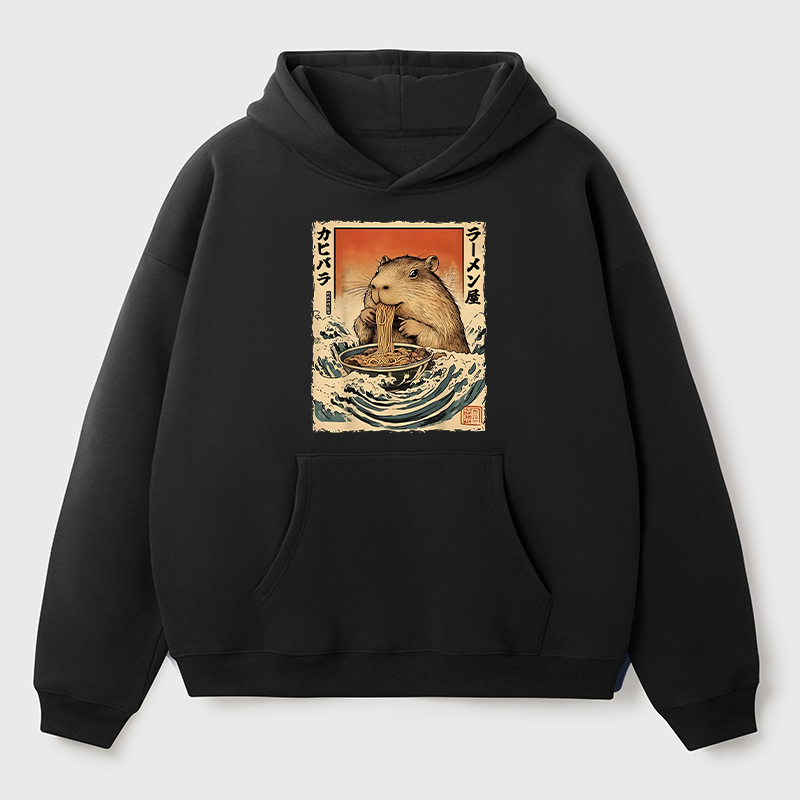 Tokyo-Tiger Hamster Eating Ramen Fleece Hoodie