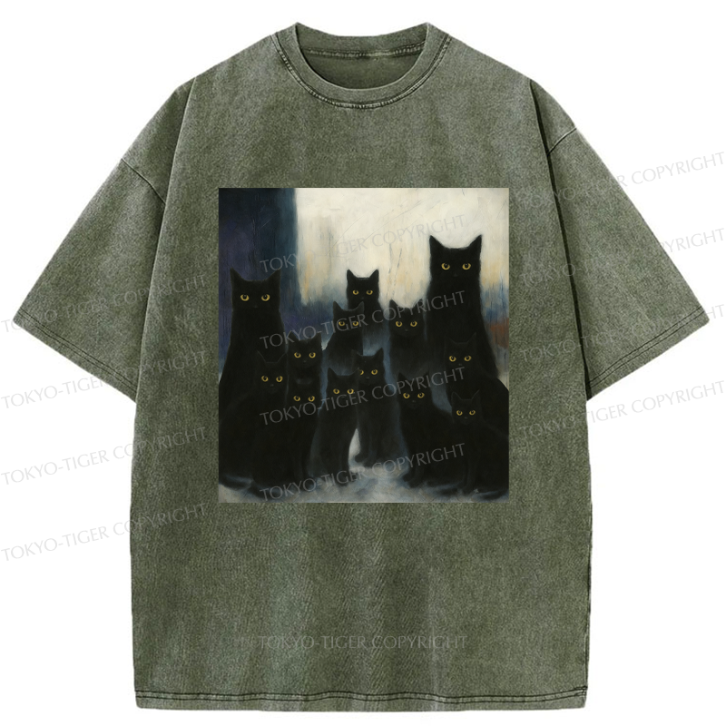 Tokyo-Tiger The Black Cat Watch Washed T-Shirt