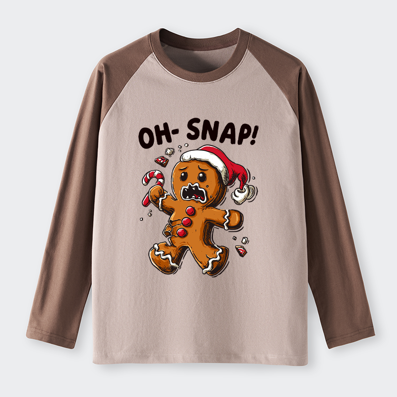 Tokyo-Tiger Oh Snap The Gingerbread Man's Christmas Chaos Raglan Long Sleeve T-shirt