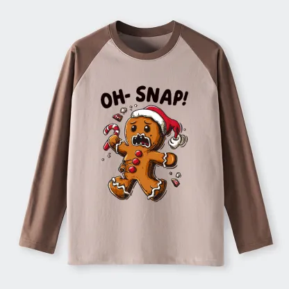 Tokyo-Tiger Oh Snap The Gingerbread Man's Christmas Chaos Raglan Long Sleeve T-shirt