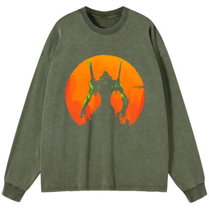 Tokyo-Tiger Robot Warrior Vintage Washed Long Sleeve T-Shirt